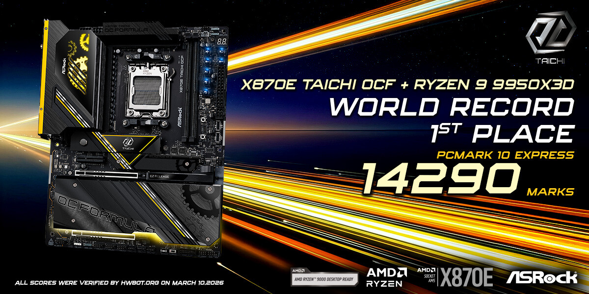 ASRock X870E Taichi OCF допомогла AMD Ryzen 9 9950X3D оновити