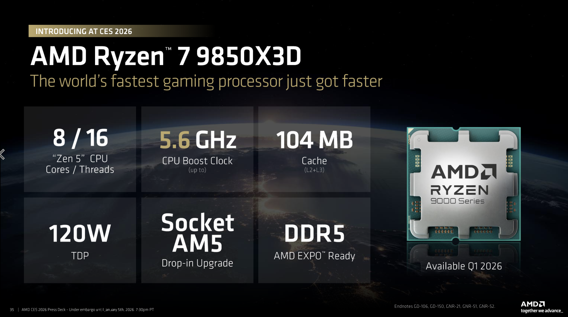Игровой процессор AMD Ryzen 7 9850X3D представлен официально
