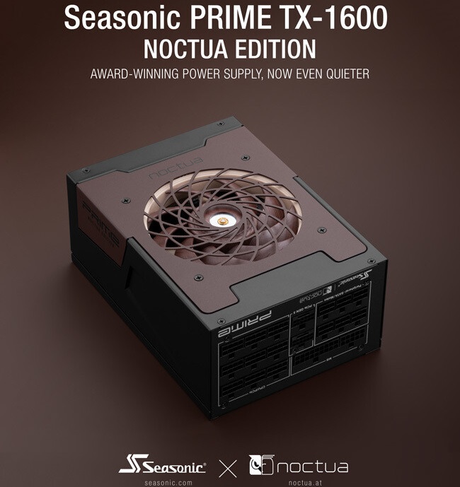 Вышел блок питания Seasonic Prime TX-1600 Noctua Edition с рекомендованной ценой €499