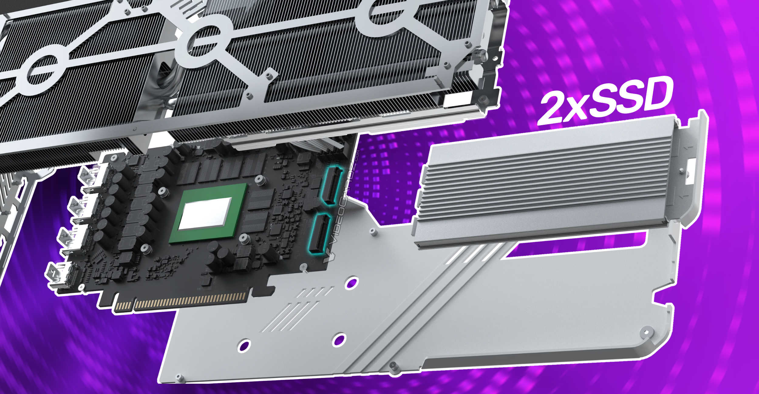 MaxSun анонсировала видеокарту Arc B580 с двумя разъёмами M.2 под NVMe-накопители