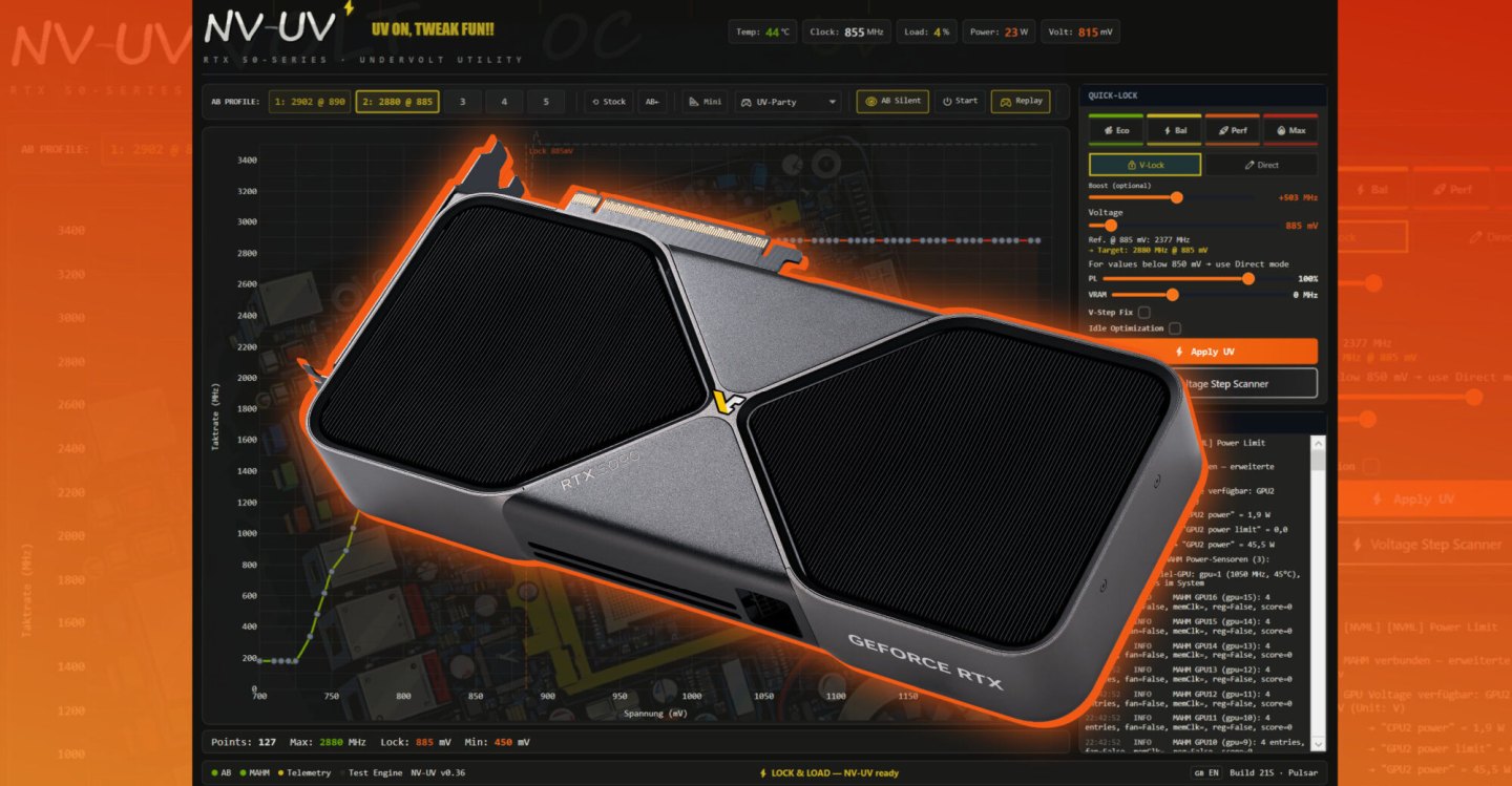 Приложение NV-UV упрощает андервольтинг видеокарт GeForce RTX 50