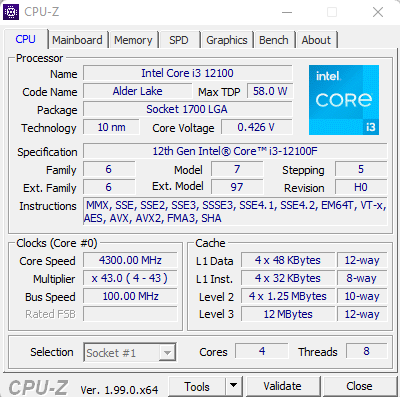 Intel Core i3-12100F