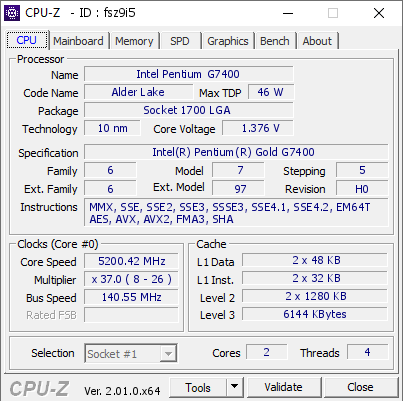 Intel Pentium Gold G7400