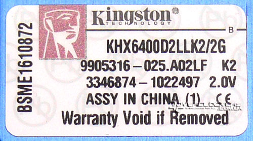 Kingston KHX6400D2LLK2/2G Kingston KHX6400D2LLK2/2G