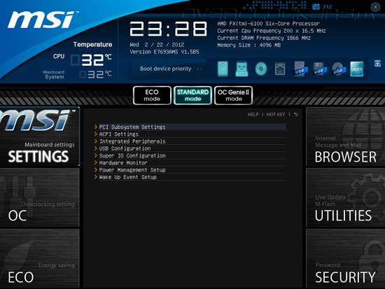 UEFI Setup MSI 970A-G45