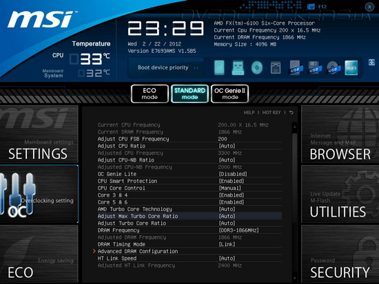 UEFI Setup MSI 970A-G45