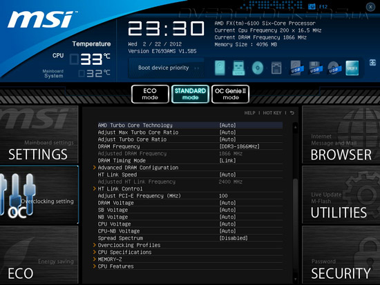 UEFI Setup MSI 970A-G45