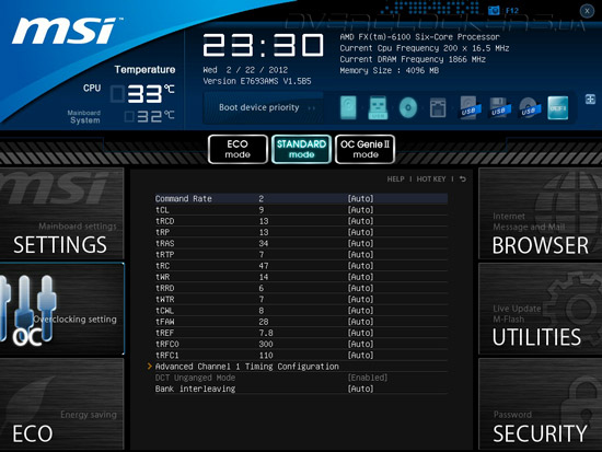 UEFI Setup MSI 970A-G45