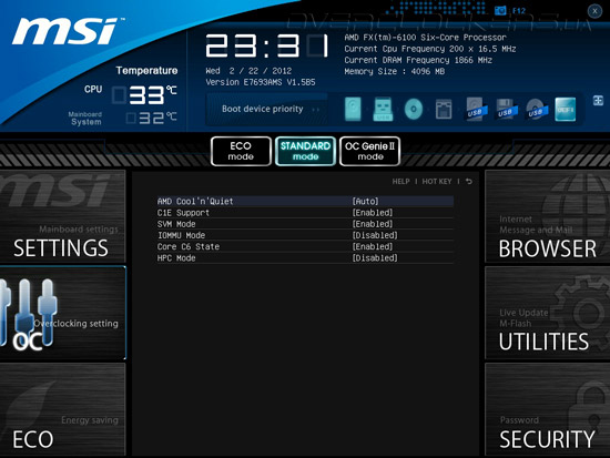 UEFI Setup MSI 970A-G45