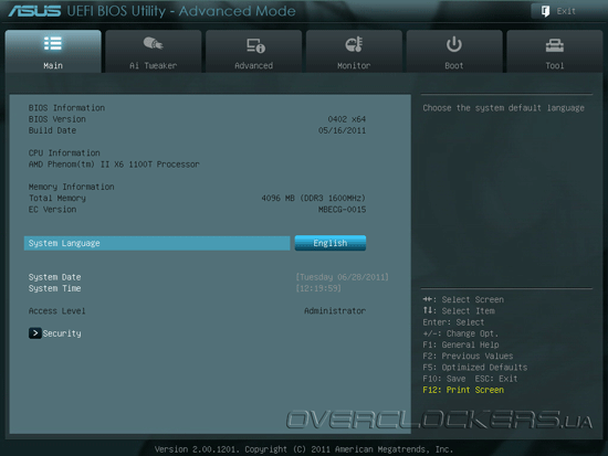 UEFI Setup ASUS M5A99X EVO