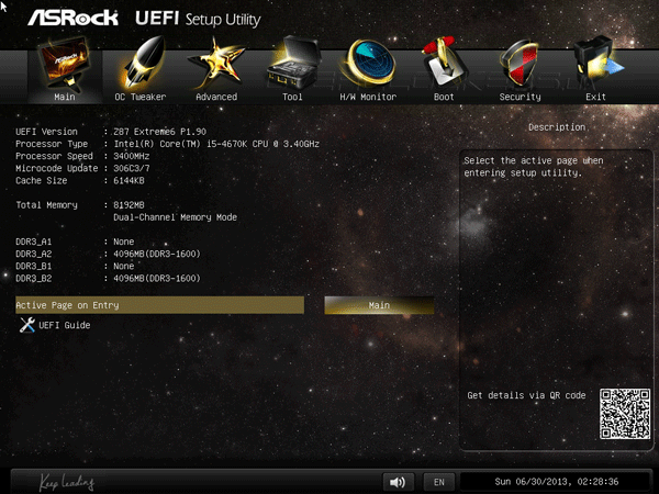 UEFI Setup ASRock Z87 Extreme6 UEFI Setup ASRock Z87 Extreme6