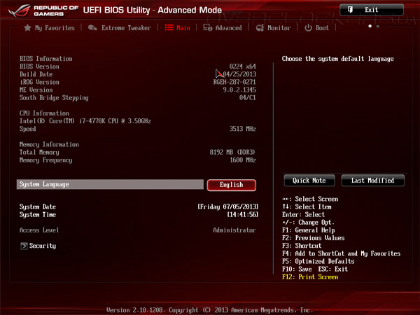 UEFI Setup ASUS Maximus VI Hero