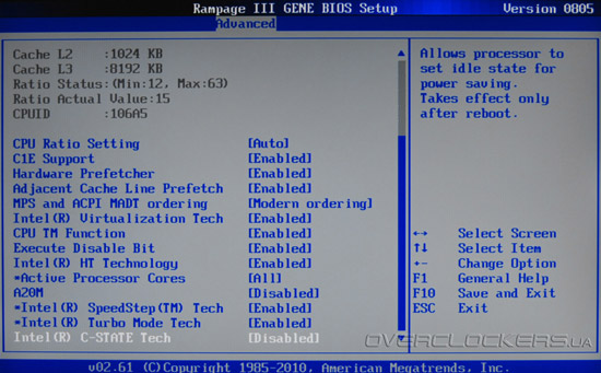 BIOS Setup ASUS Rampage III Gene
