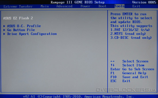 BIOS Setup ASUS Rampage III Gene