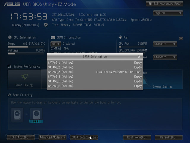 UEFI Setup ASUS Z87-Deluxe/Dual
