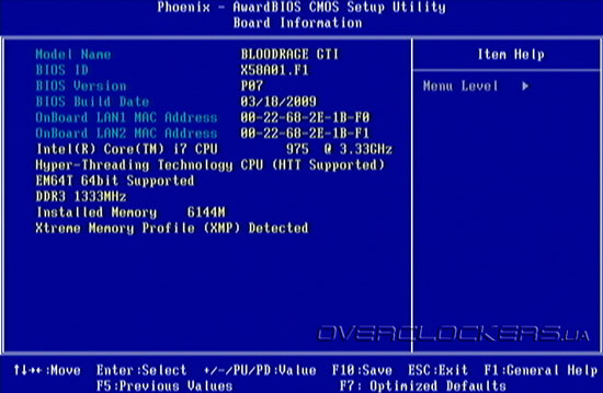 BIOS Setup Foxconn Blood Rage GTI