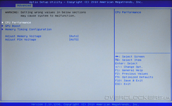 UEFI Setup Zotac H67-ITX WiFi