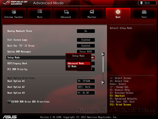 UEFI Setup ASUS Maximus V Gene