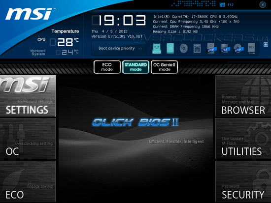 UEFI Setup MSI Z77A-GD65