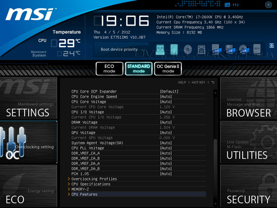 UEFI Setup MSI Z77A-GD65