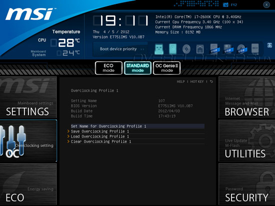 UEFI Setup MSI Z77A-GD65