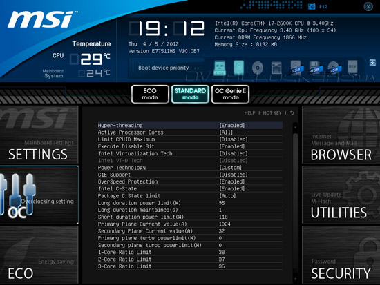 UEFI Setup MSI Z77A-GD65