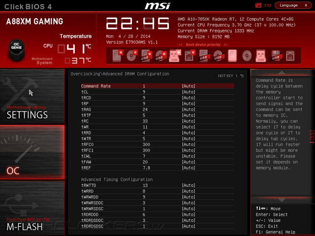 UEFI Setup MSI A88XM Gaming