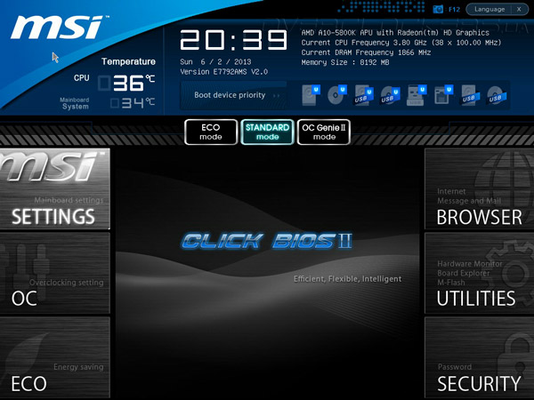 UEFI Setup MSI FM2-A75IA-E53