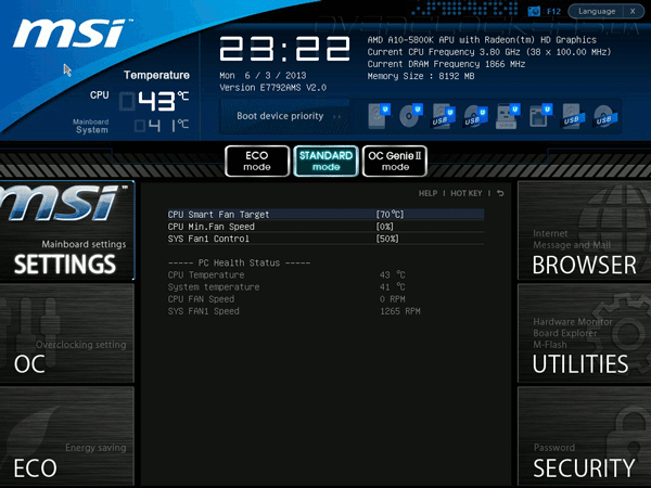UEFI Setup MSI FM2-A75IA-E53