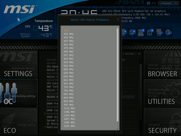 UEFI Setup MSI FM2-A75IA-E53