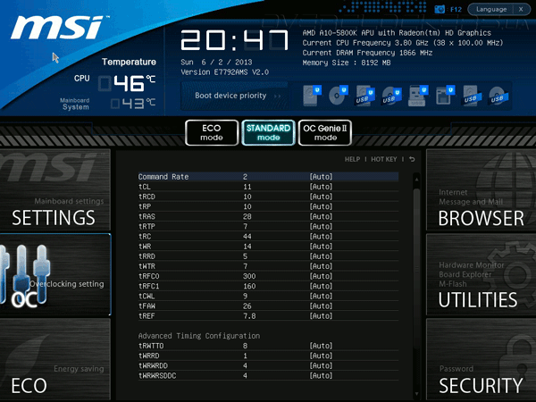 UEFI Setup MSI FM2-A75IA-E53