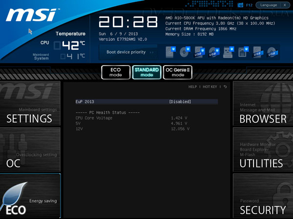 UEFI Setup MSI FM2-A75IA-E53