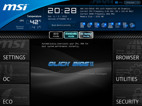 UEFI Setup MSI FM2-A75IA-E53