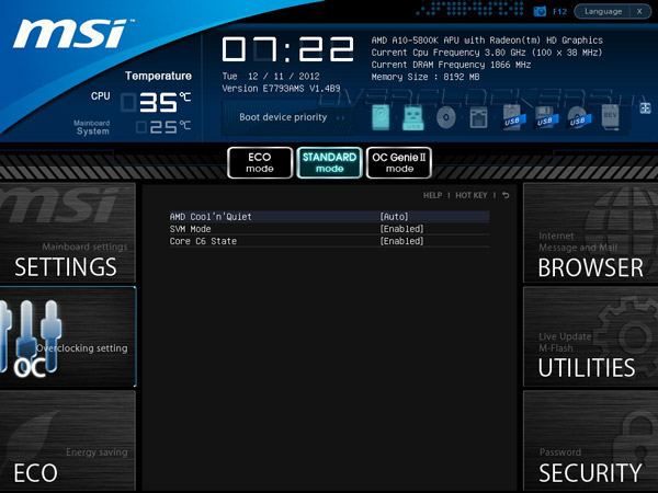UEFI Setup MSI FM2-A85XA-G65