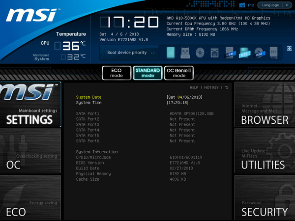 UEFI Setup MSI FM2-A85XMA-E35 UEFI Setup MSI FM2-A85XMA-E35