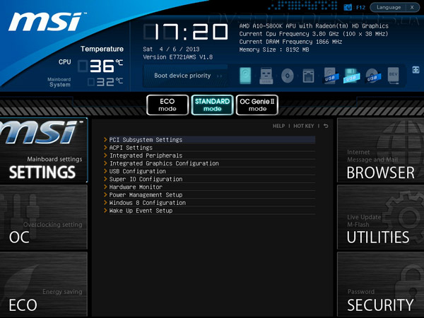 UEFI Setup MSI FM2-A85XMA-E35 UEFI Setup MSI FM2-A85XMA-E35
