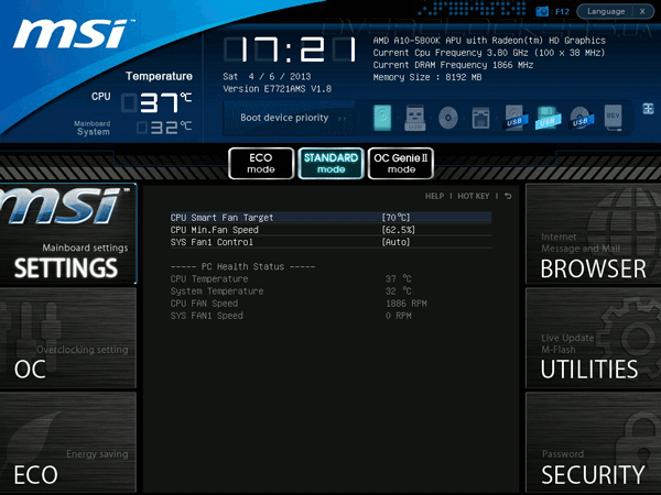 UEFI Setup MSI FM2-A85XMA-E35 UEFI Setup MSI FM2-A85XMA-E35