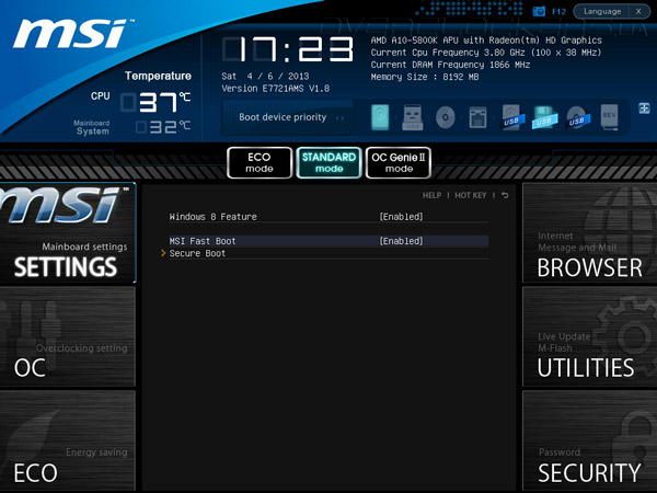UEFI Setup MSI FM2-A85XMA-E35 UEFI Setup MSI FM2-A85XMA-E35