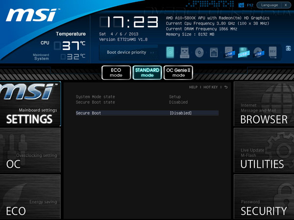 UEFI Setup MSI FM2-A85XMA-E35 UEFI Setup MSI FM2-A85XMA-E35