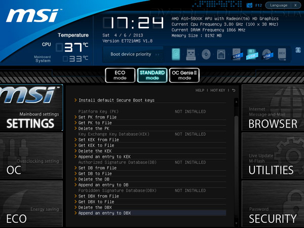 UEFI Setup MSI FM2-A85XMA-E35 UEFI Setup MSI FM2-A85XMA-E35