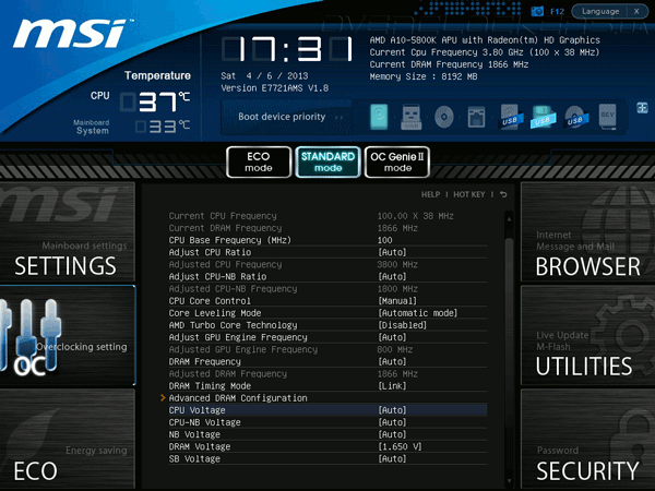 UEFI Setup MSI FM2-A85XMA-E35 UEFI Setup MSI FM2-A85XMA-E35