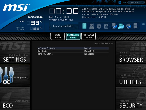 UEFI Setup MSI FM2-A85XMA-E35 UEFI Setup MSI FM2-A85XMA-E35