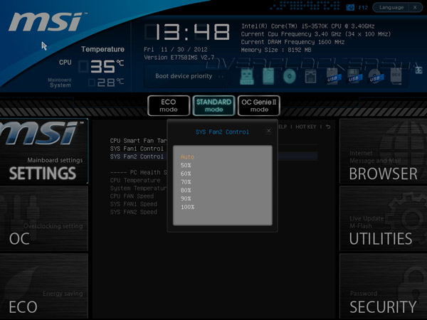 UEFI Setup MSI Z77A-G43