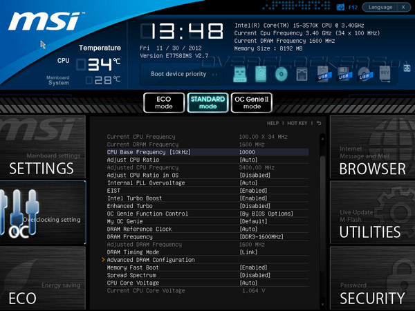 UEFI Setup MSI Z77A-G43