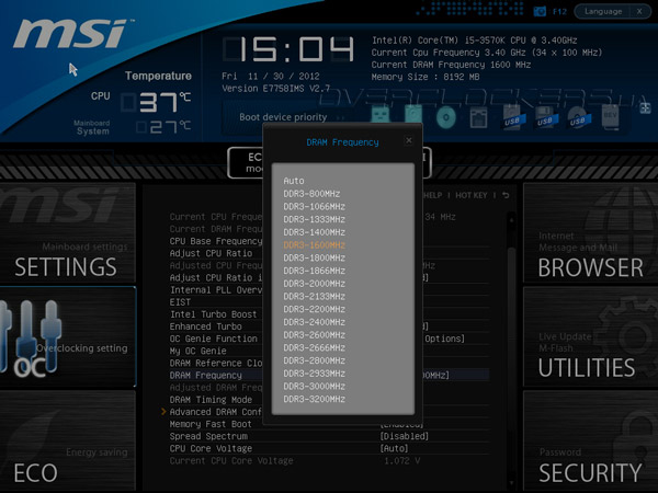 UEFI Setup MSI Z77A-G43