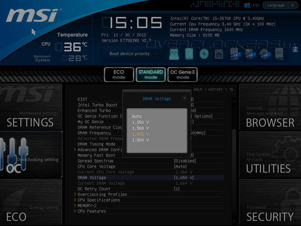 UEFI Setup MSI Z77A-G43