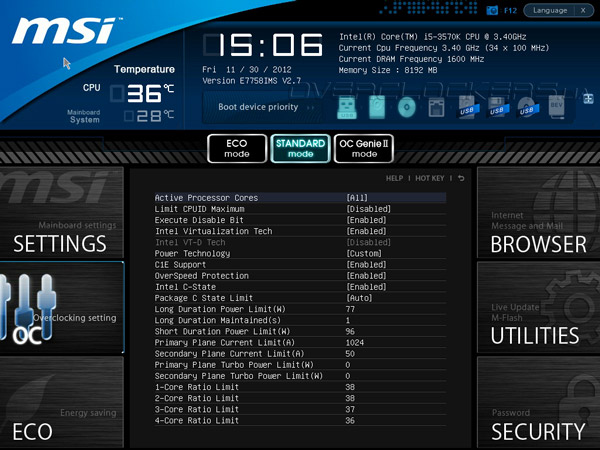 UEFI Setup MSI Z77A-G43