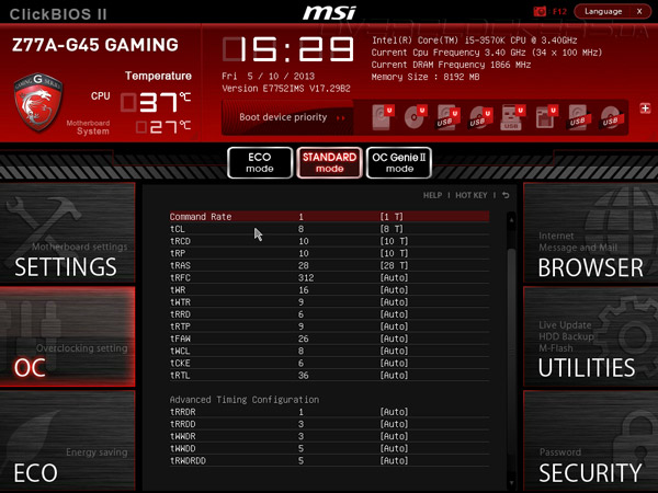 UEFI Setup MSI Z77A-G45 Gaming