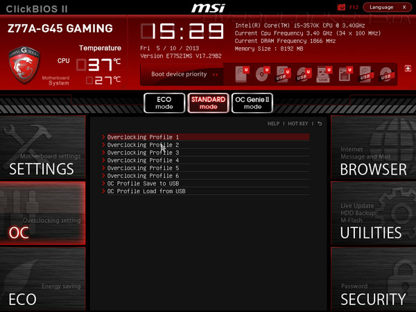 UEFI Setup MSI Z77A-G45 Gaming