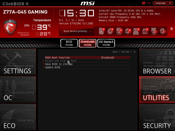 UEFI Setup MSI Z77A-G45 Gaming